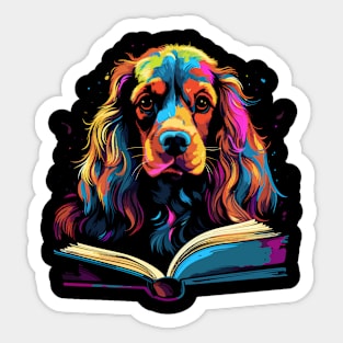 Cocker Spaniel Reads Book Sticker